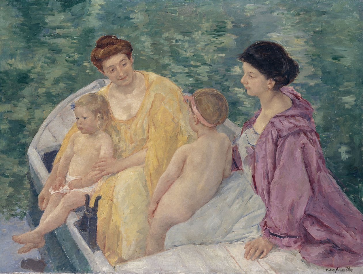 Le Bain Dvě matky a jejich děti na lodi od Mary Cassatt