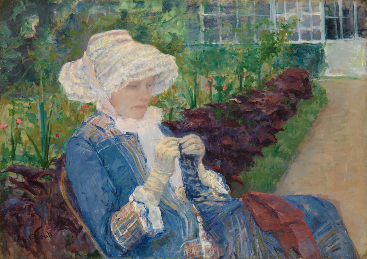Lydia háčkování v zahradě u Marly, 1880 od Mary Cassatt