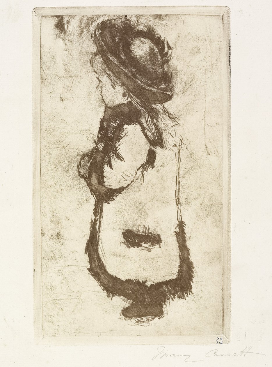 Mademoiselle Luguet v kabátě a klobouku, c. 1883 od Mary Cassatt