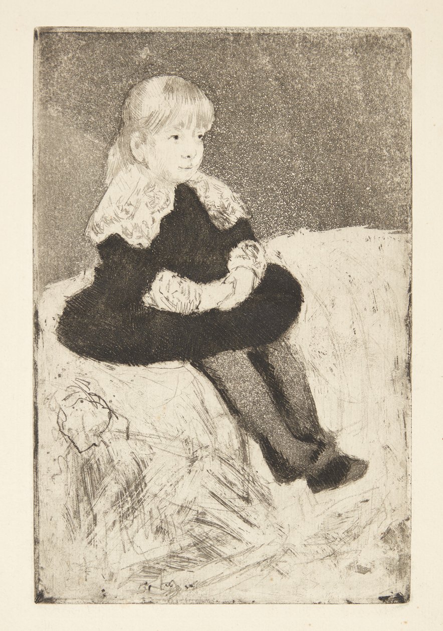 Mademoiselle Luguet seděla na pohovce od Mary Cassatt