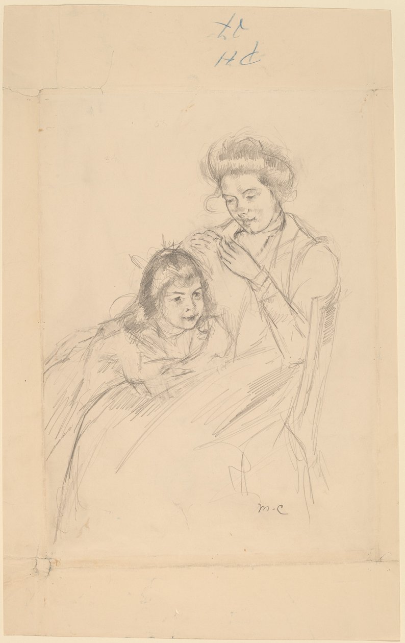 Margot opřená o Reineovo koleno, c. 1902. od Mary Cassatt