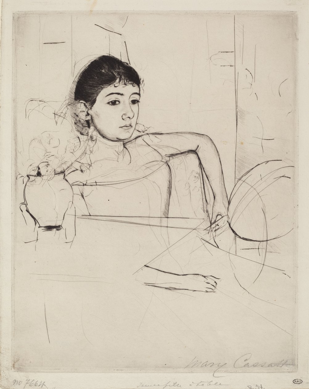 Mimi jako brunetka od Mary Cassatt