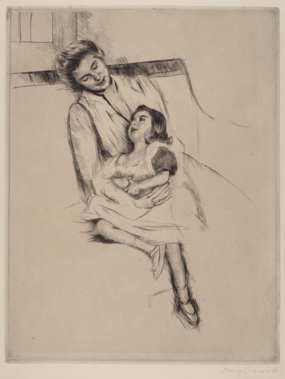 Reine a Margot sedí na pohovce (č. 2) od Mary Cassatt
