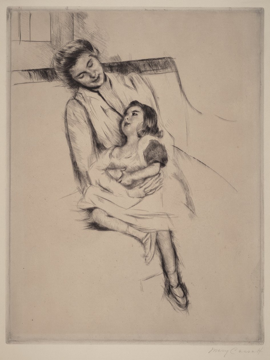 Reine a Margot sedící na pohovce (č. 2) od Mary Cassatt