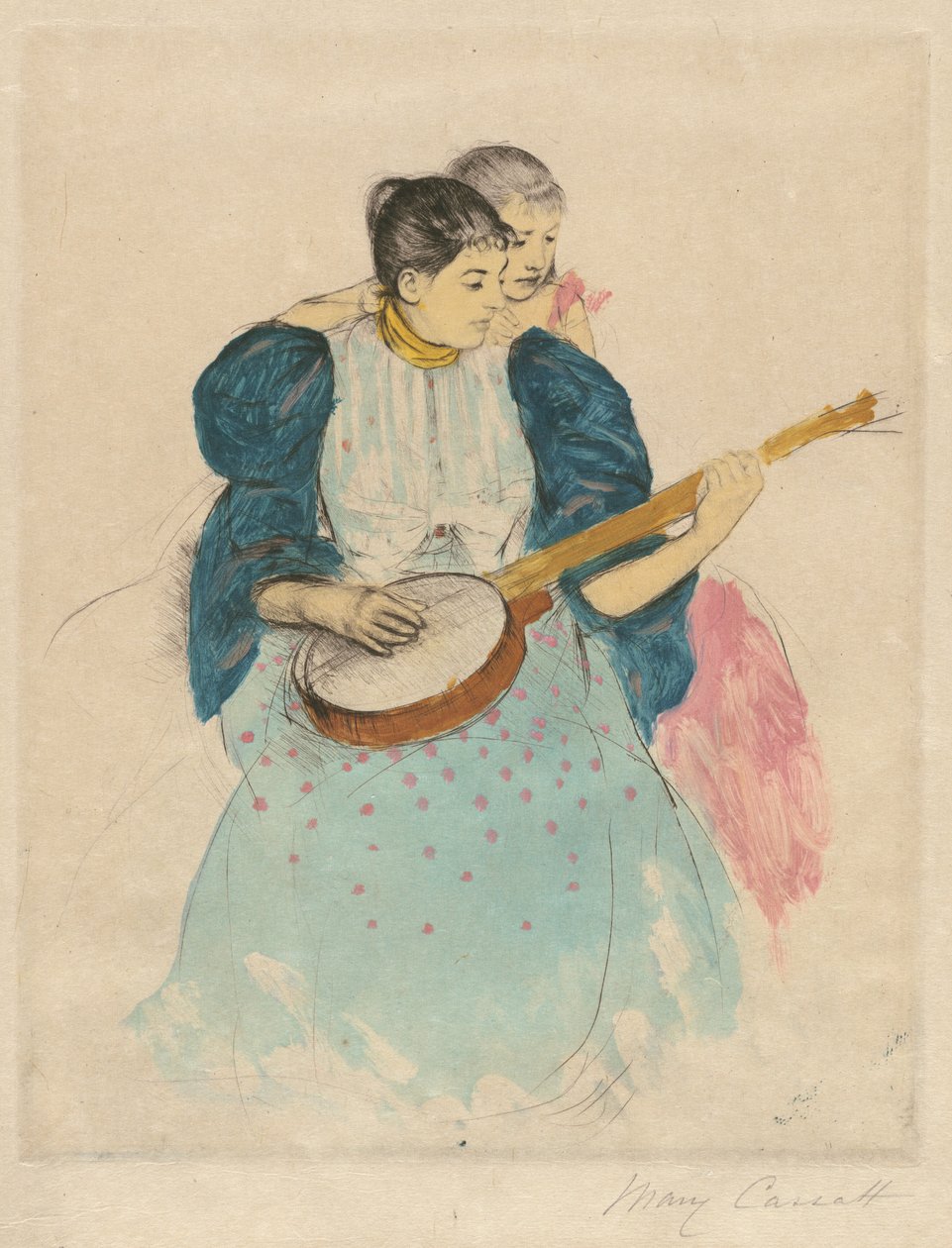 Lekce banjo od Mary Cassatt