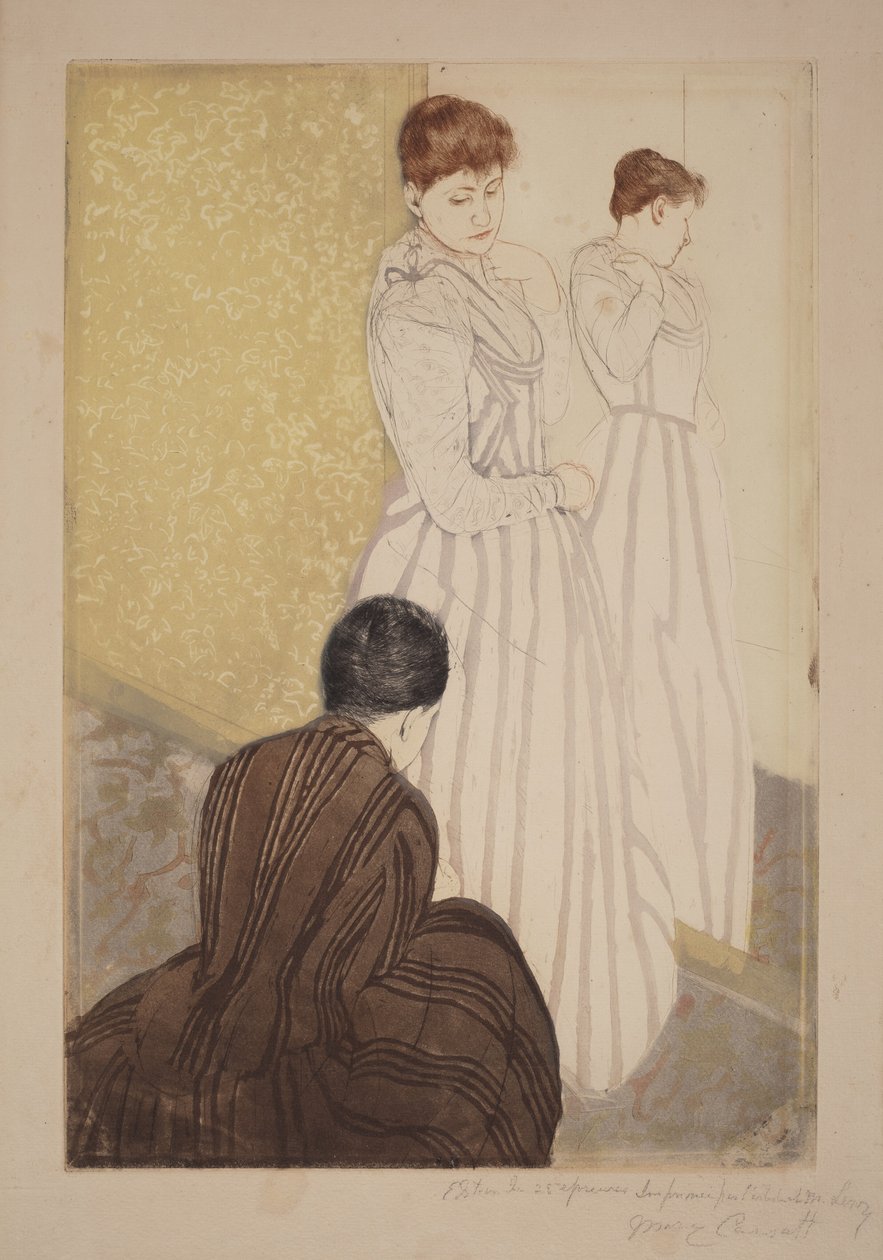 Zkoušení šatů od Mary Cassatt