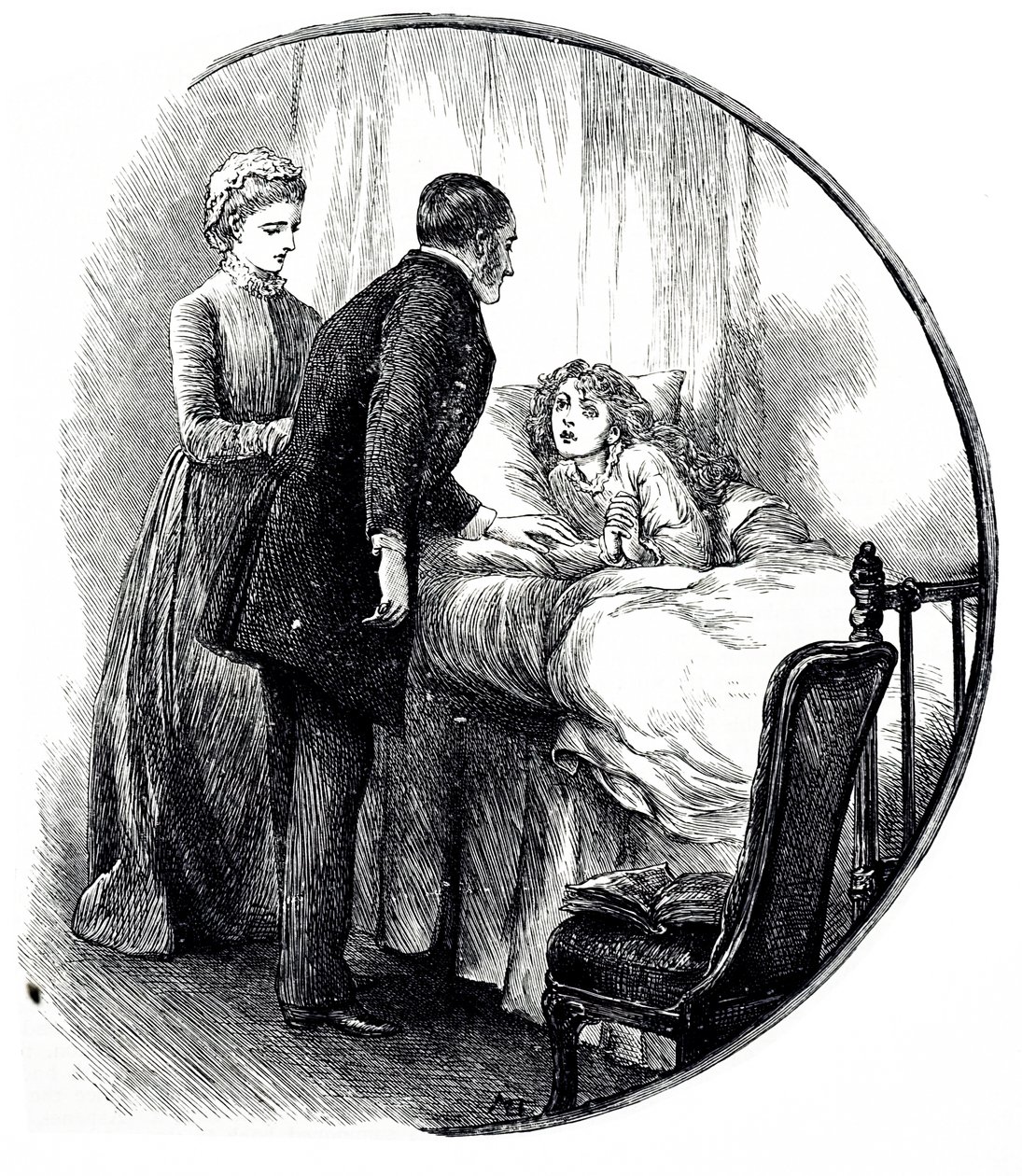 Rytina zobrazující lékaře na návštěvě u svého malého pacienta doma. Ilustrovala Mary Ellen Edwards (1838-1934), anglická umělkyně a plodná ilustrátorka dětských knih. od Mary Ellen Edwards