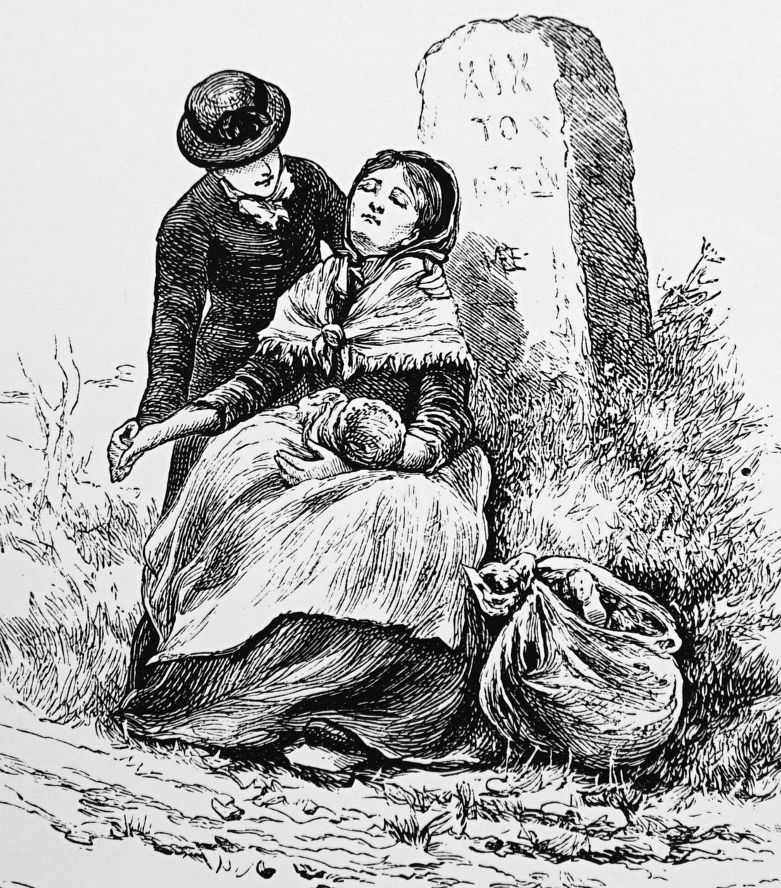 Svobodná matka a dítě nalezené vyčerpané u silnice od Mary Ellen Edwards