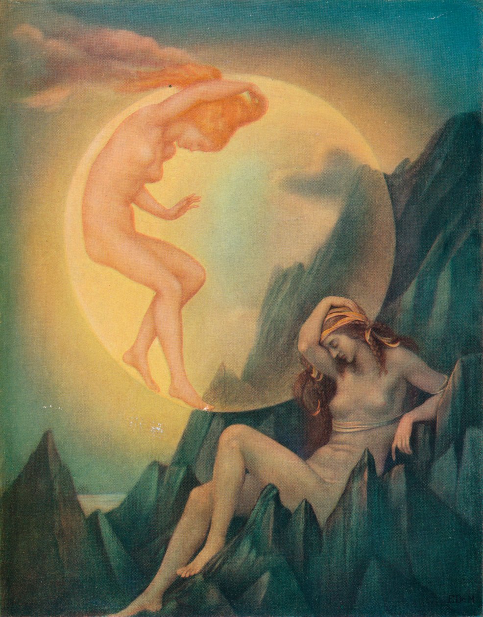Spící Země a probouzející se Měsíc, c1905 od Evelyn De Morgan