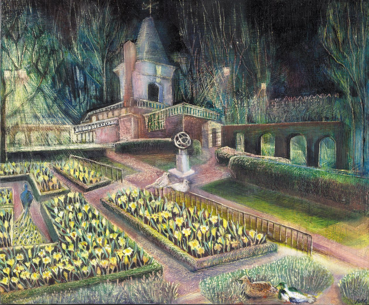 Květná zahrada, Holandsko park, 2002 (olej na bardovi) od Mary Kuper