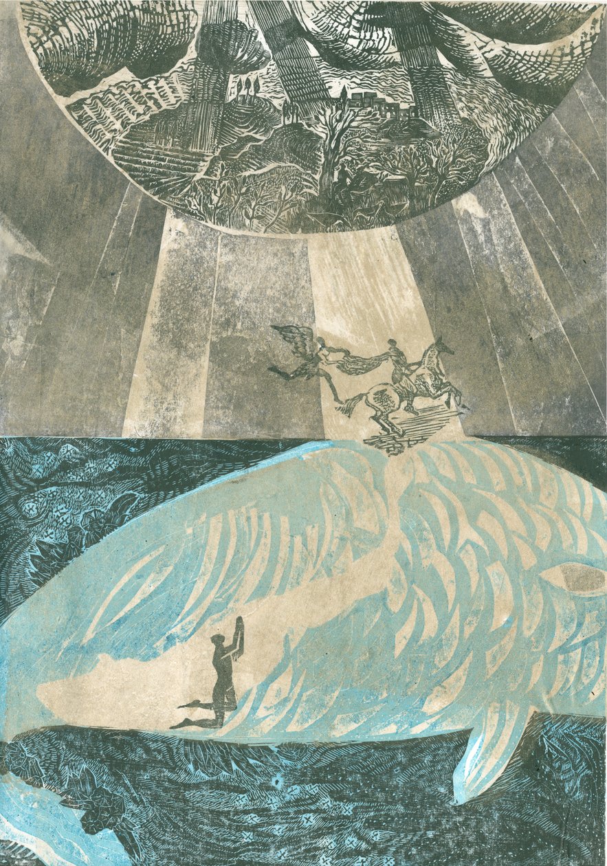 Talisman: Uvnitř těla šelmy, 2015 (vinylgravírování a kolagraf) od Mary Kuper