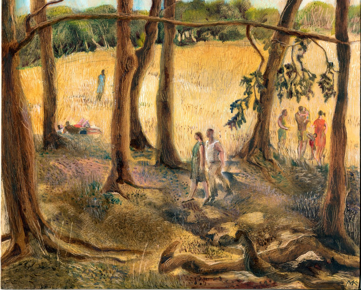 Pod stromy, Hampstead Heath, 2002 (olej na palubě) od Mary Kuper