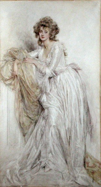 Edwardian Lady (akvarel na papíře) od Mary L. Gow