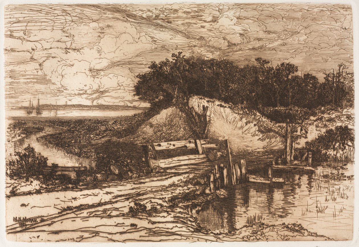 Gardiners Bay, Long Island, při pohledu z Fresh Pond, 1881. od Mary Nimmo Moran