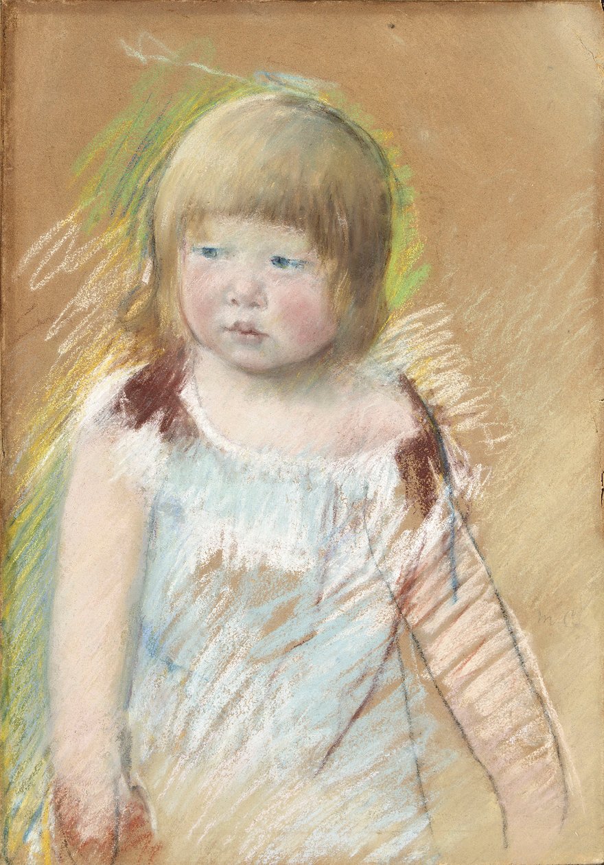 Dítě s ofinou v modrých šatech, kolem roku 1910 od Mary Cassatt