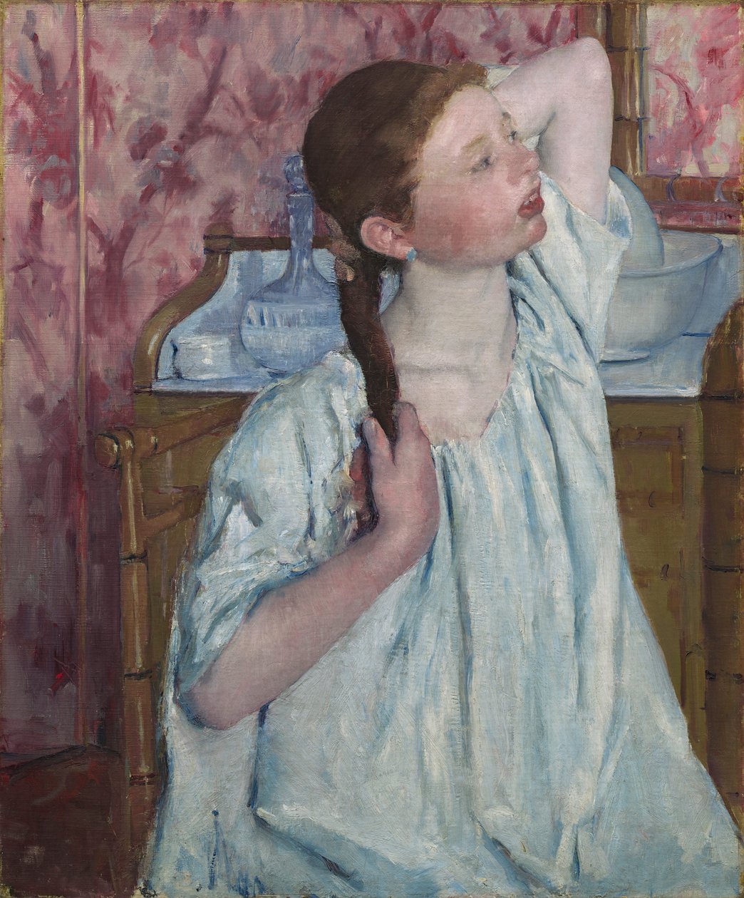 Dívka aranžování vlasů od Mary Stevenson Cassatt