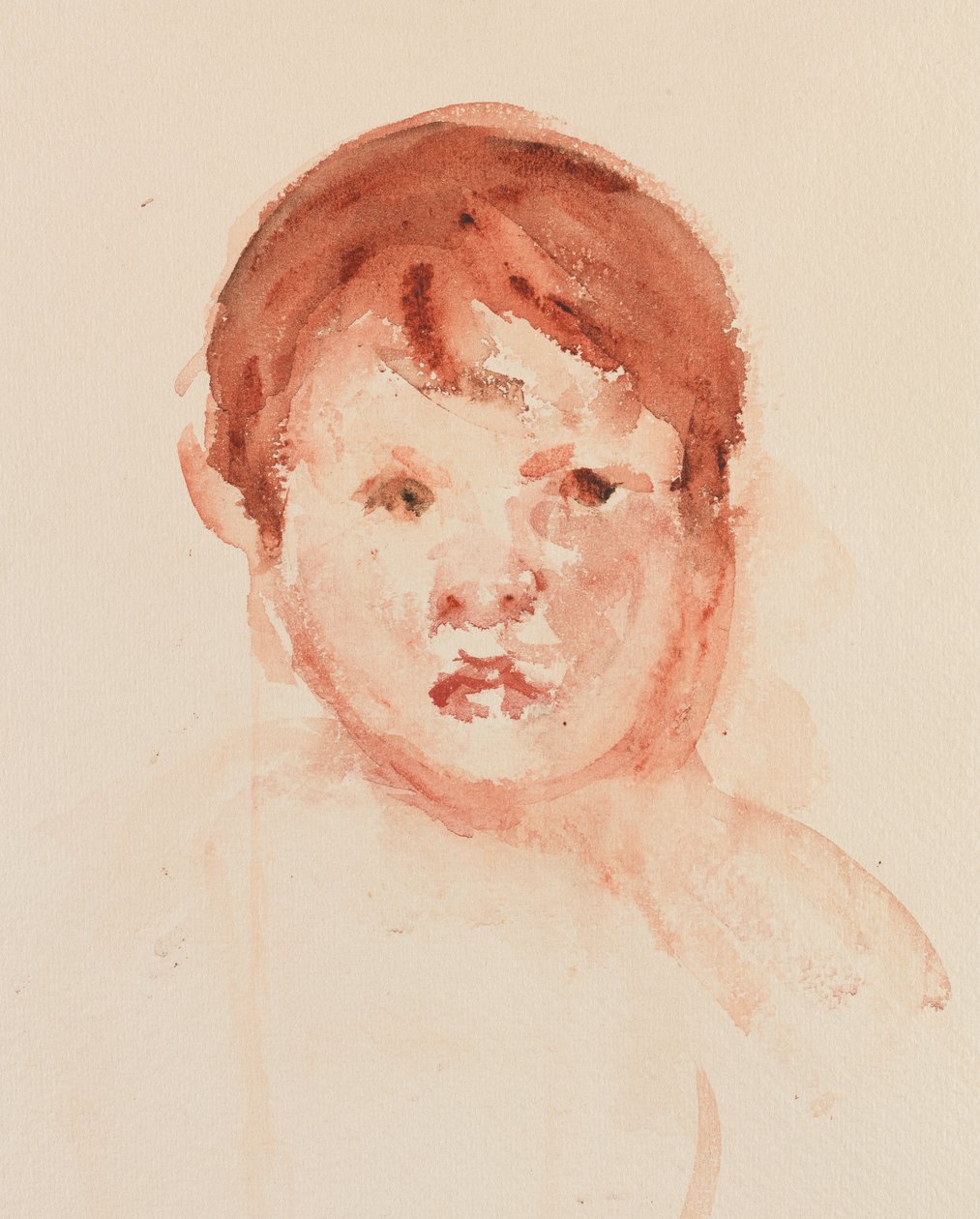 Hlava dítěte, konec 19.-začátek 20. století (akvarel na papíře) od Mary Stevenson Cassatt