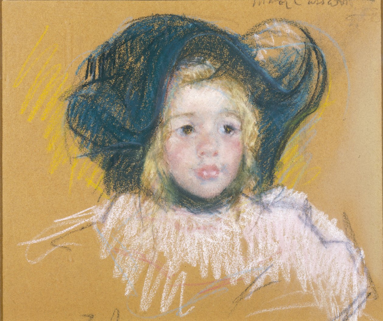 Děvčátko ve velkém klobouku, asi 1904 (pastel na papíře) od Mary Stevenson Cassatt