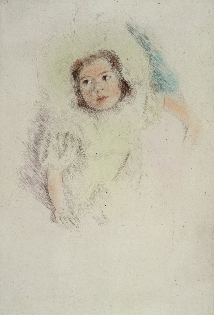 Margot Wearing a Bonnet (barevný lept na papíře) od Mary Stevenson Cassatt