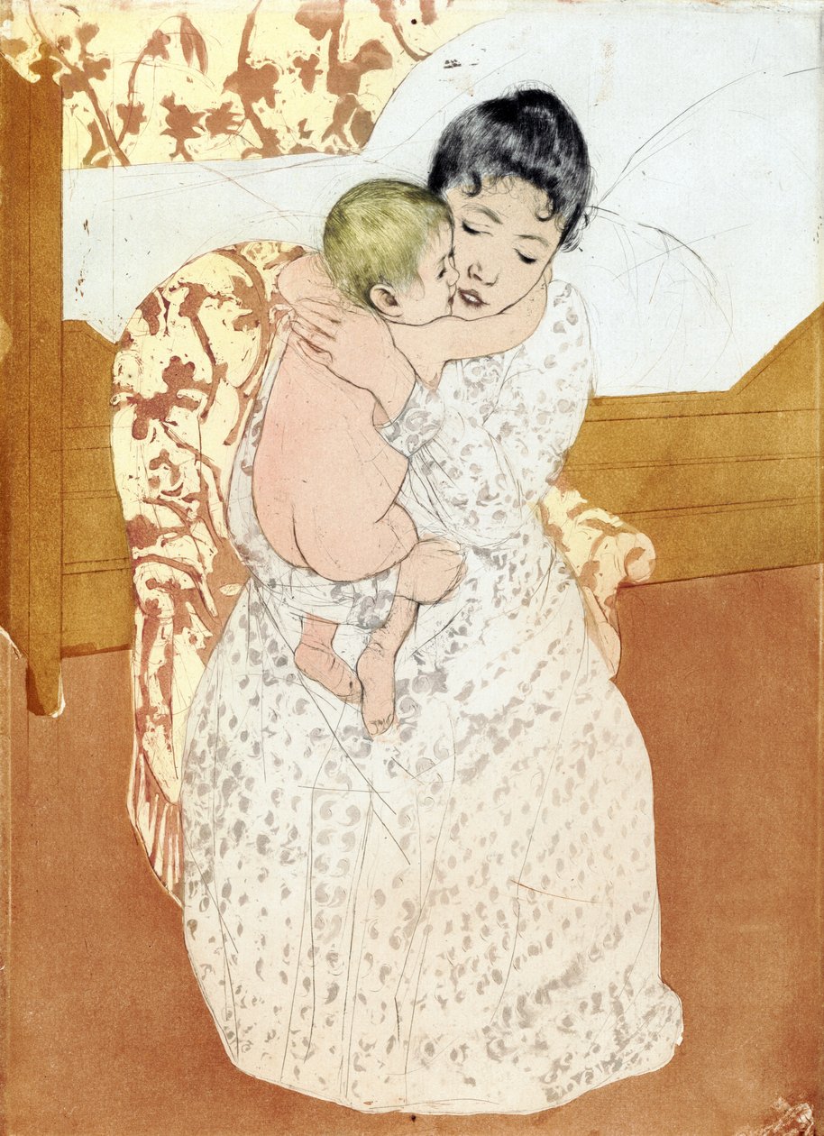 Mateřské pohlazení 1891; Mary Cassatt od Mary Stevenson Cassatt