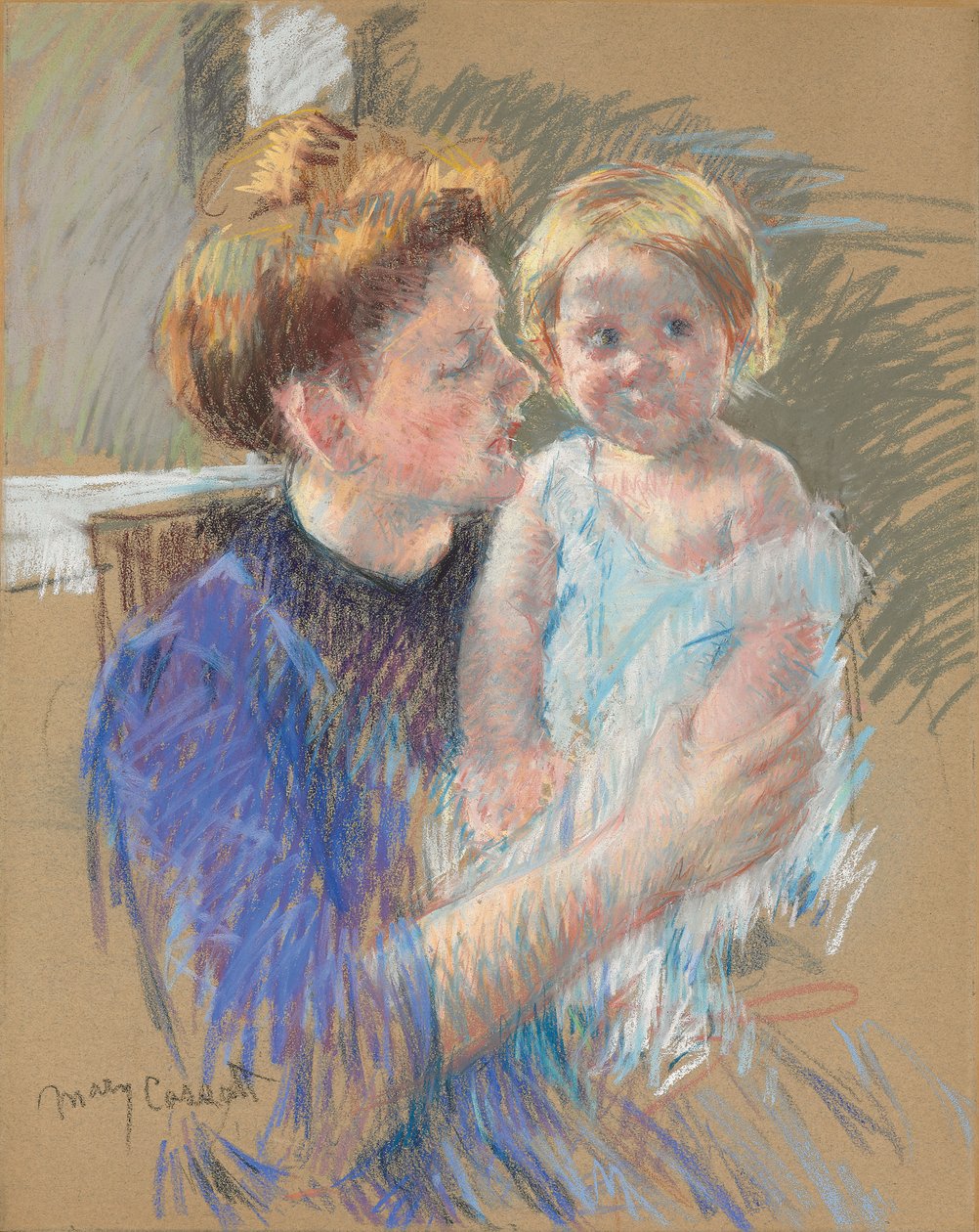 Matka ve fialové drží své dítě, c.1914 od Mary Cassatt