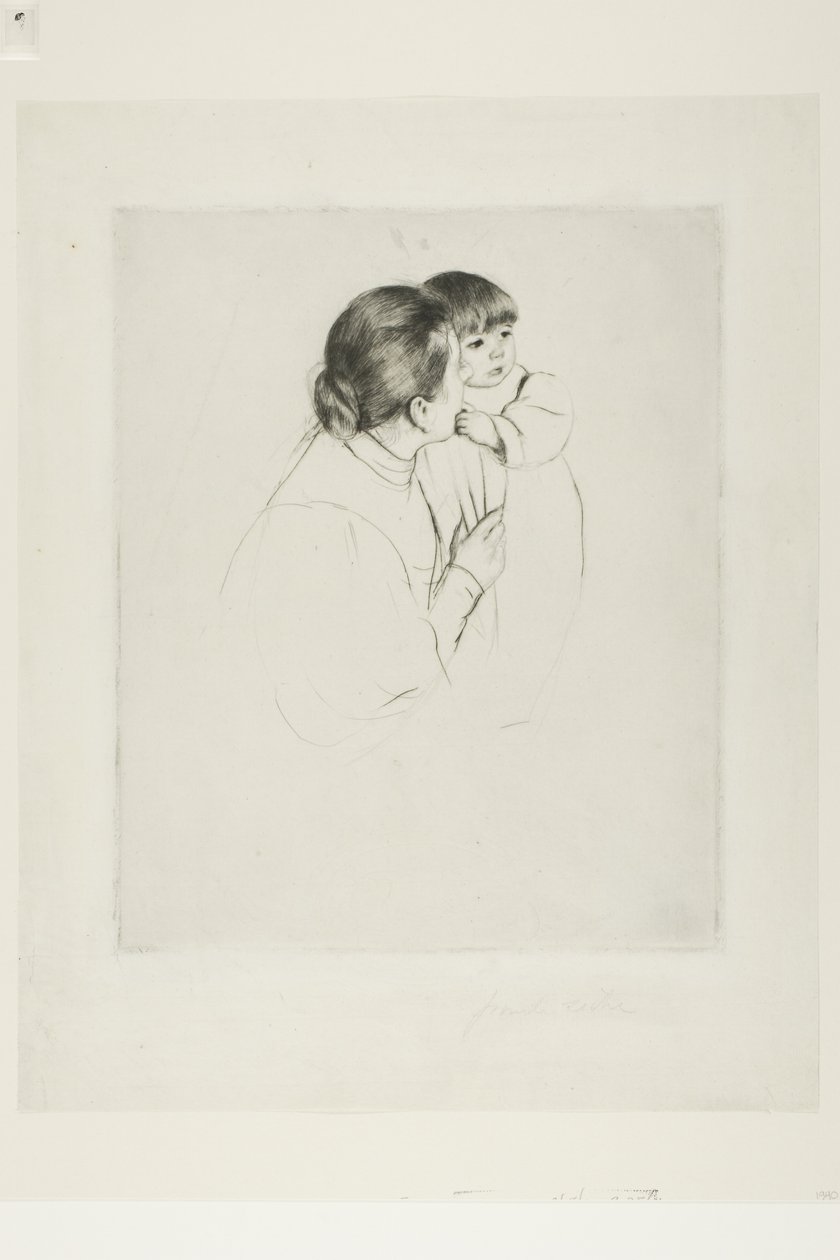 Rolnická matka s dítětem, asi 1895 (suchá jehla na slonovinovém papíře) od Mary Stevenson Cassatt