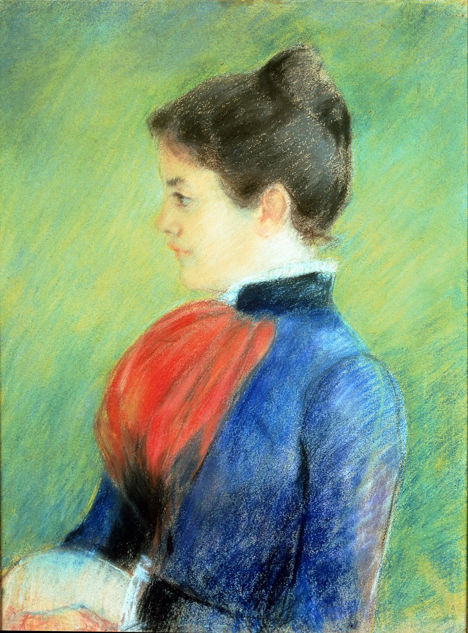 Profil ženy na sobě Jabot (pastel na papíře) od Mary Stevenson Cassatt
