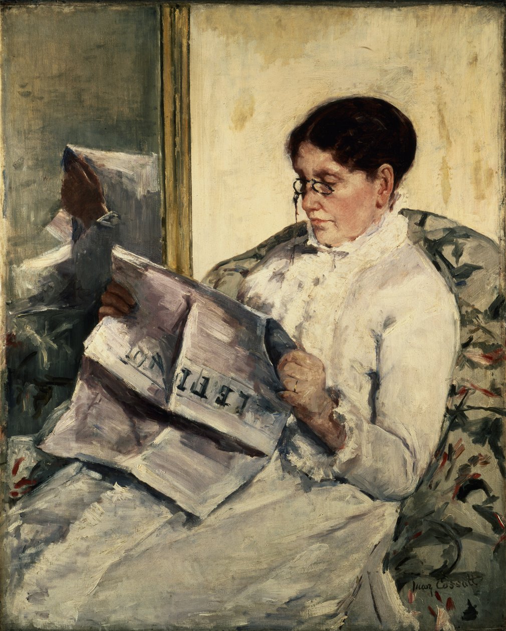 Čtení Le Figaro, 1878 od Mary Cassatt