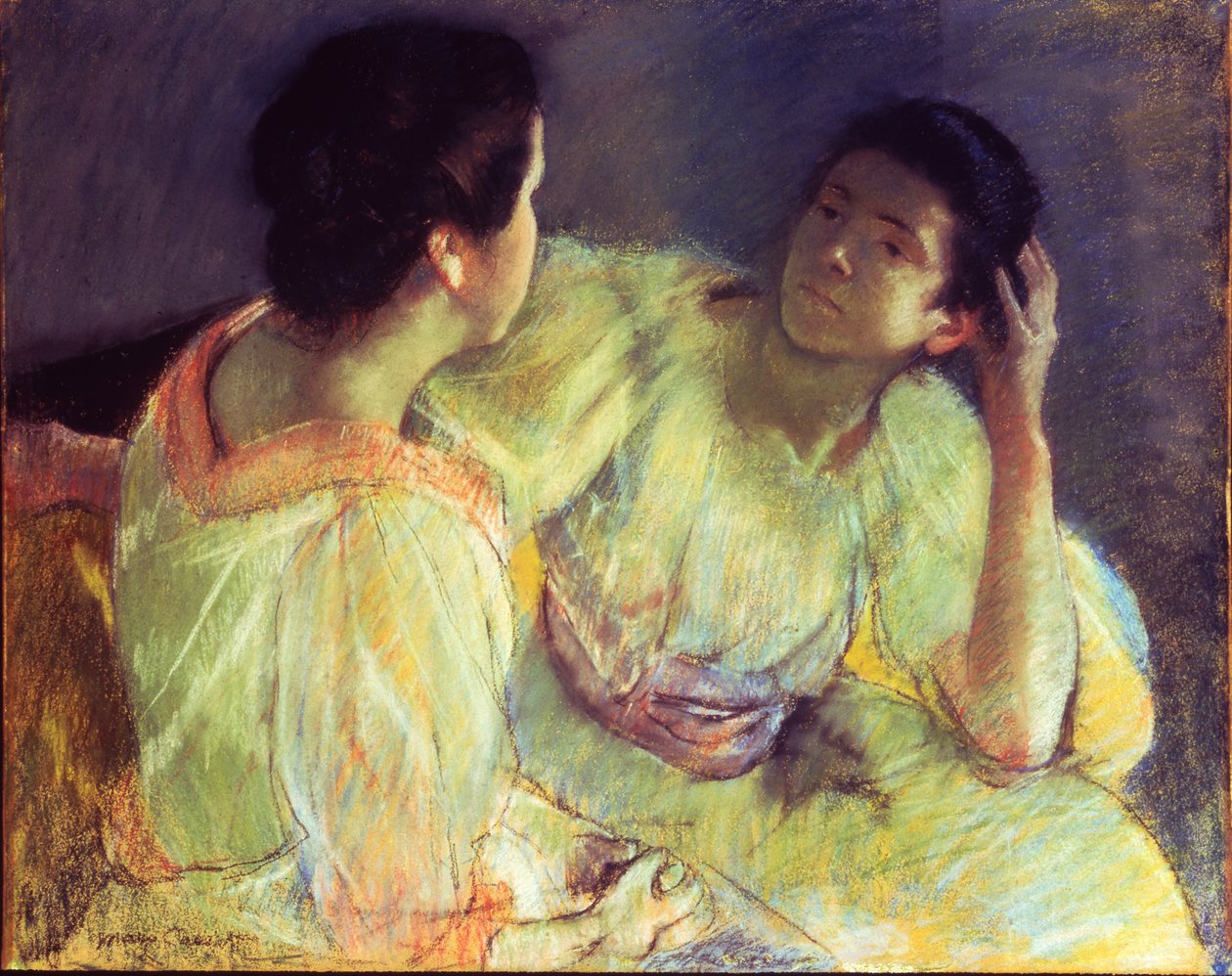 The Conversation, c.1896 (pastel na papíře položeném na plátně) od Mary Stevenson Cassatt