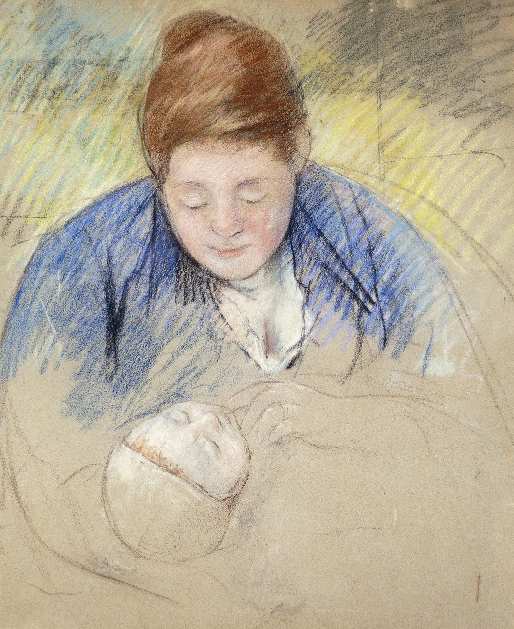 Žena naklánějící se nad dítětem; Žena sklánějící se nad dítětem, kolem roku 1907 od Mary Cassatt