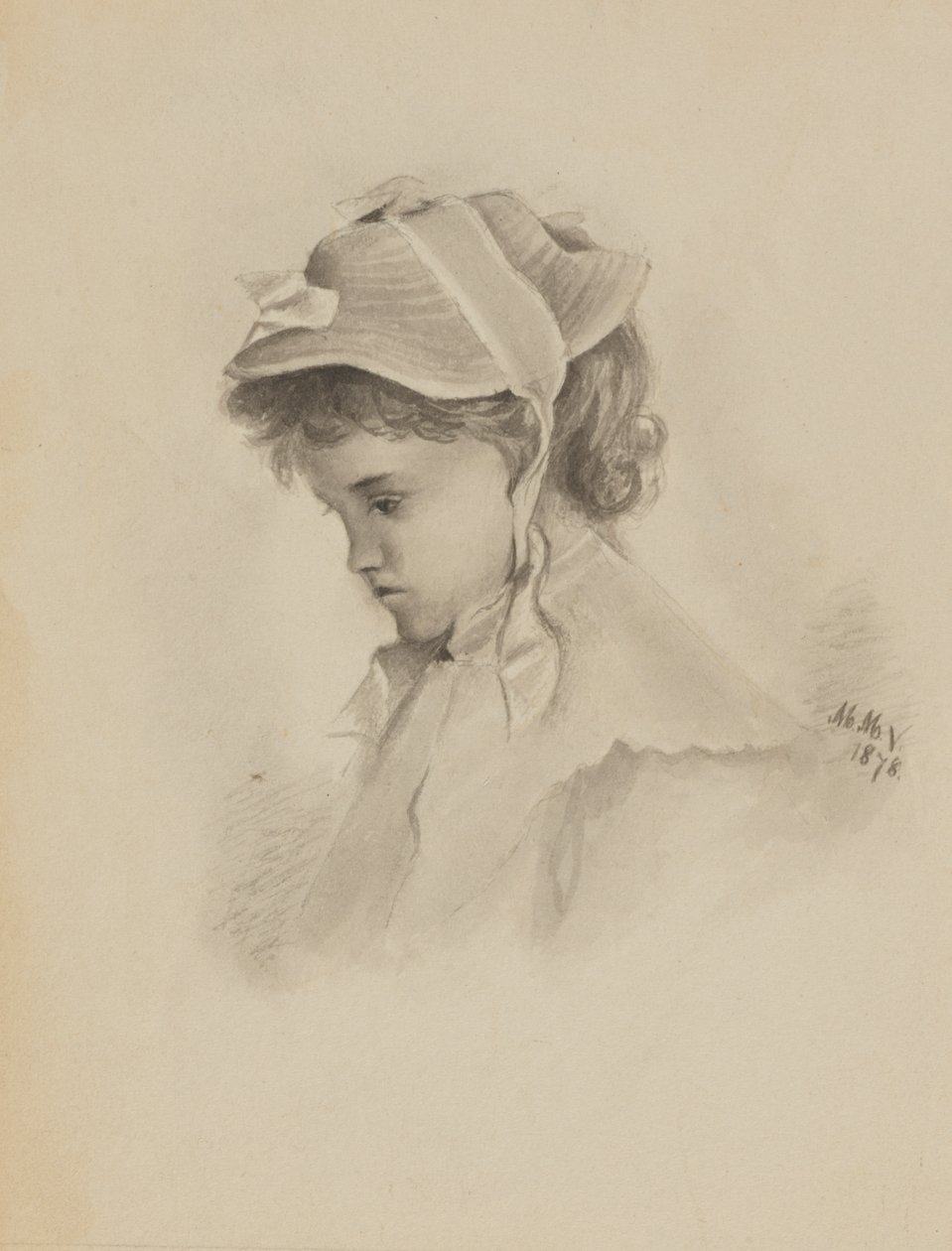 Bez názvu Hlava dítěte dívá se dolů, 1878. od Mary Vaux Walcott