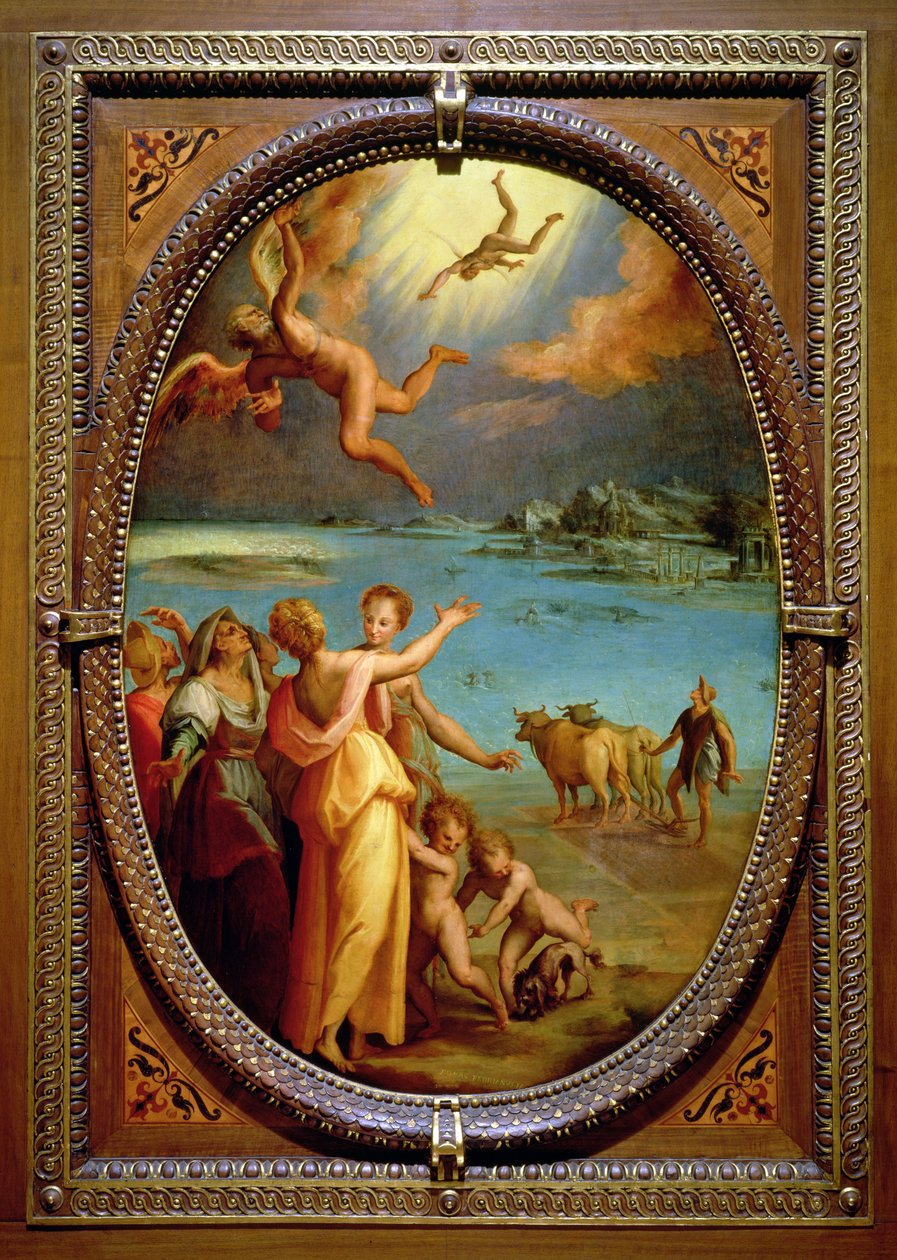 Ikarův pád, 1572 (olej na břidlici) od Maso da San Friano