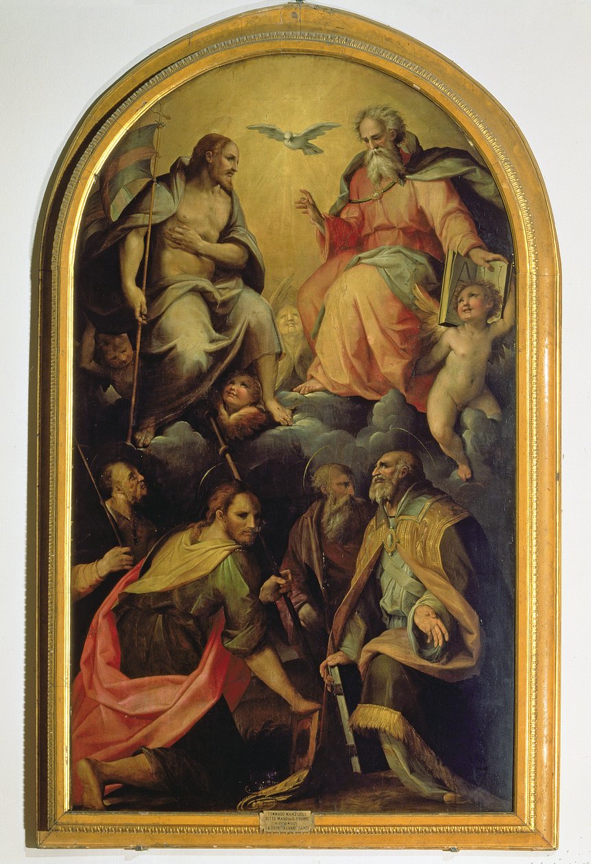 Nejsvětější Trojice se svatými od Maso da San Friano