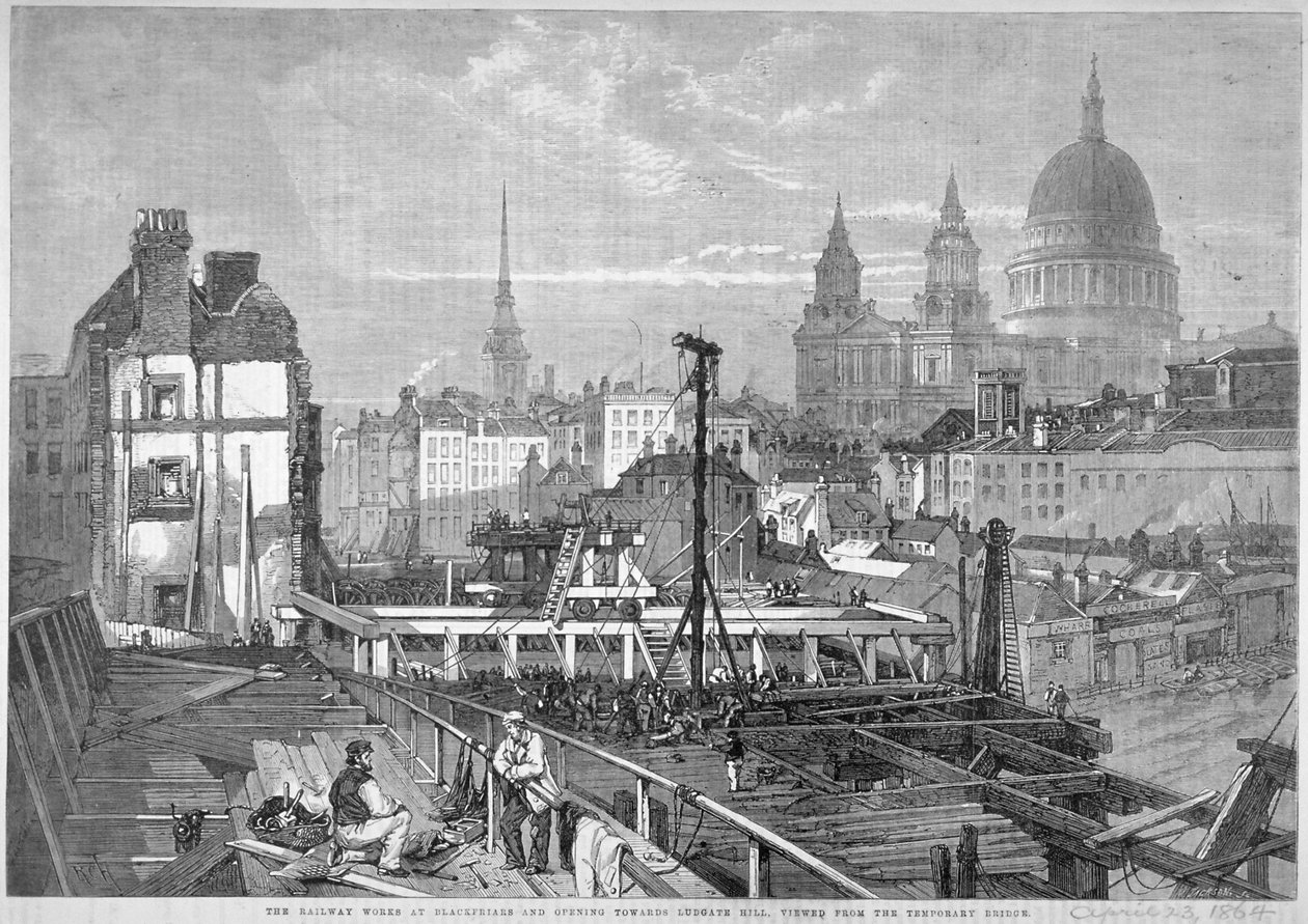 Blackfriars Bridge, Londýn, 1864 od Mason Jackson