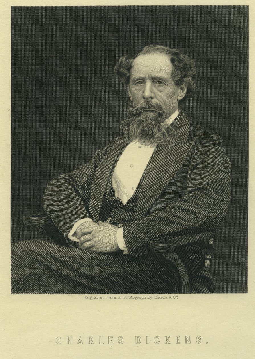 Charles Dickens, portrét podle fotografie Herberta Watkinse (nar. 1828) od Mason and Co.