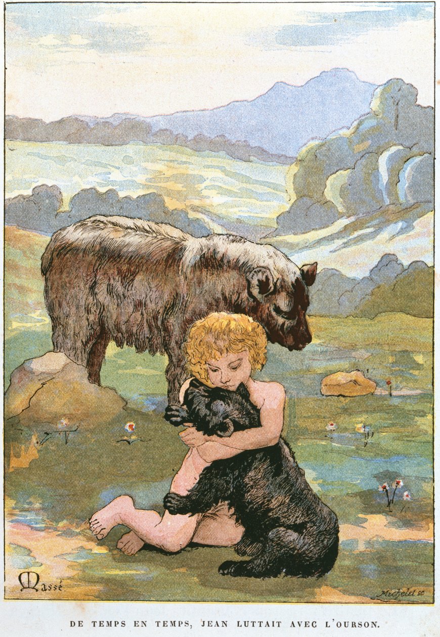 Jean-LOurs jako dítě hrající si s medvídkem, kolem roku 1900 od Masse Masse