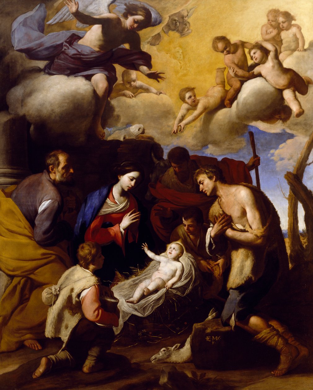 Klanění pastýřů, Massimo Stanzione (1585-1656) od Massimo Stanzione