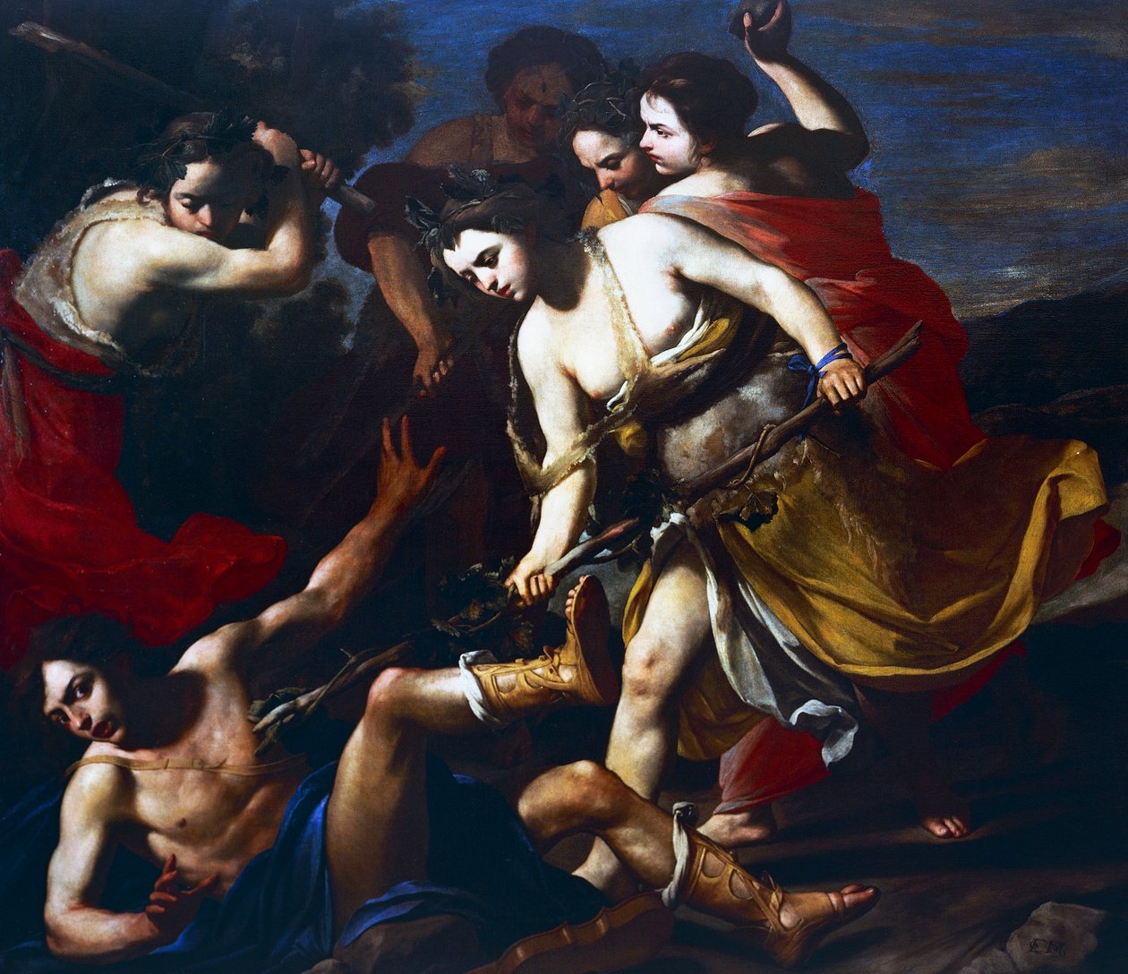 Orfeus poražen Bacchantem od Massimo Stanzione