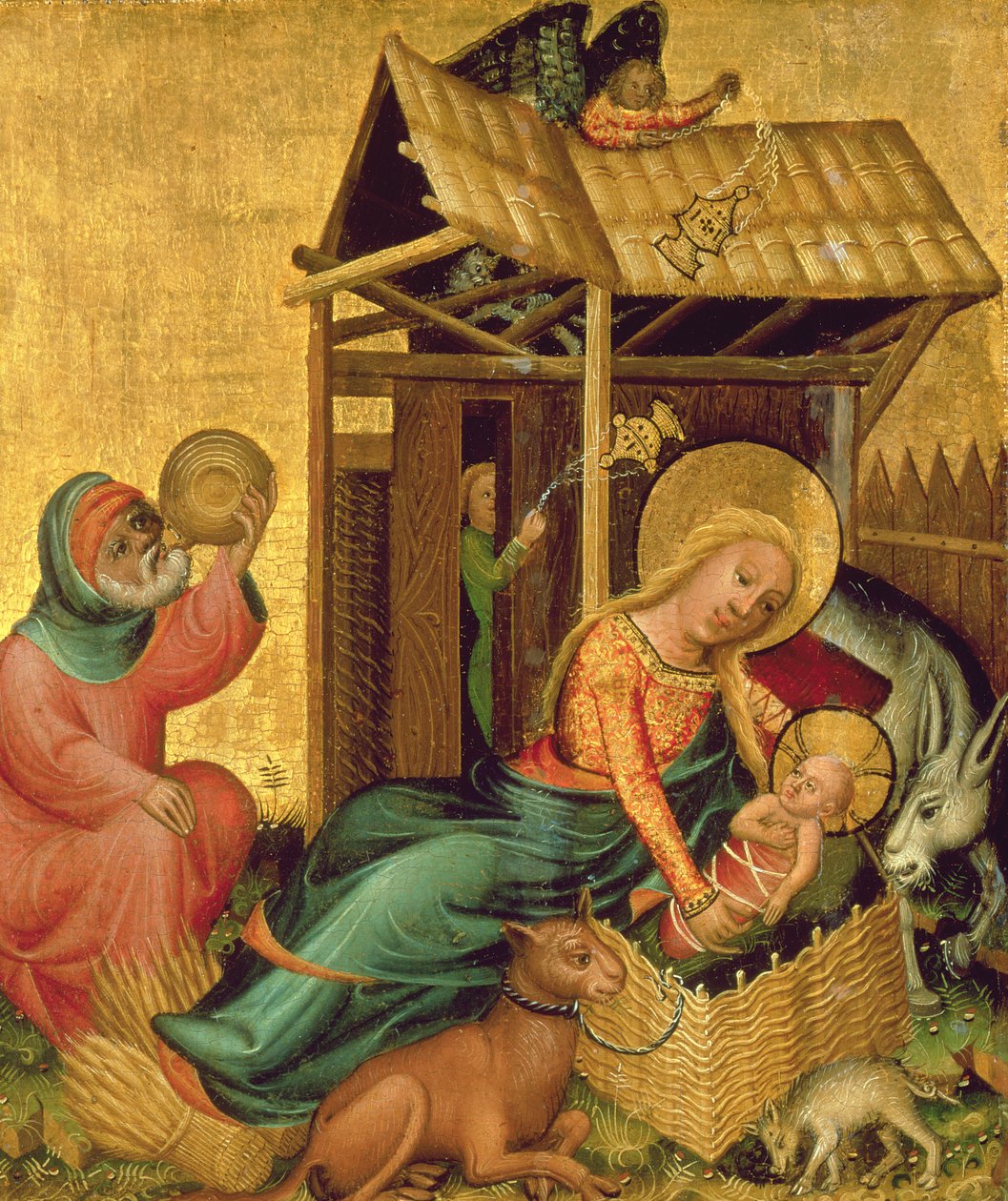 Narození Páně, z Buxtehudského oltáře, 1400-10 (tempera na panelu) od Master Bertram of Minden
