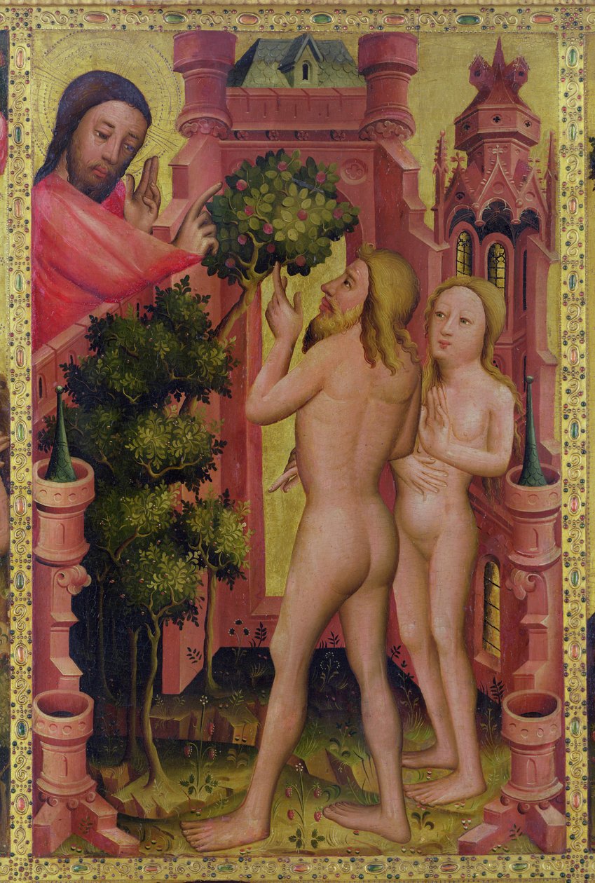 The Tree of Knowledge, detail z Grabow Altarpiece, 1379-83 (tempera na panelu) od Master Bertram of Minden