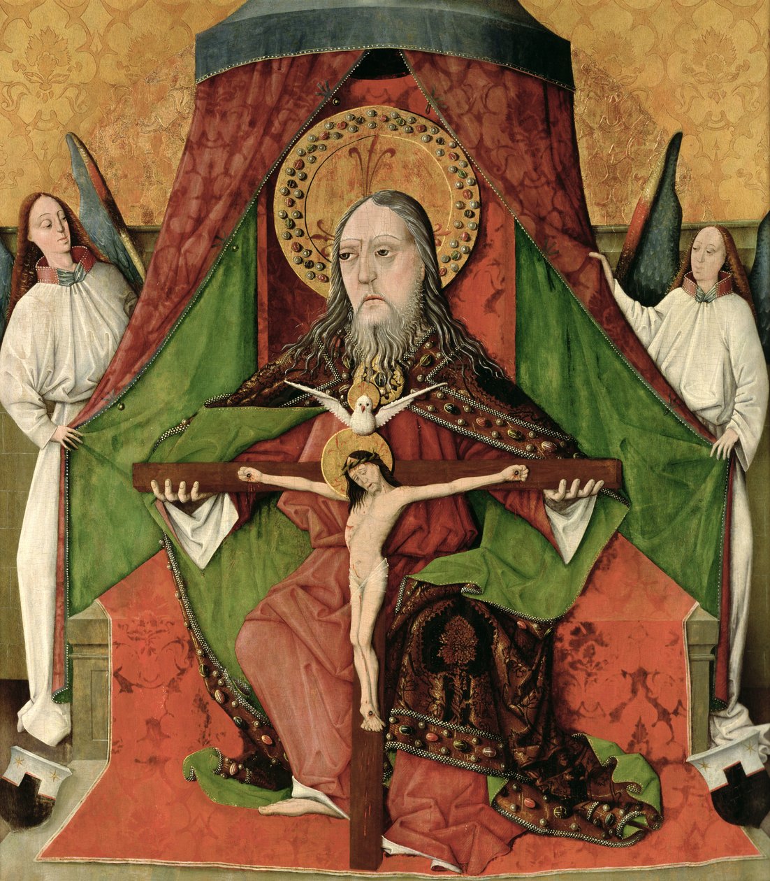 Nejsvětější Trojice, ústřední deska hlavního oltáře kostela Nejsvětější Trojice v Mosoci (dnes Mošovce, Slovensko) 1471 (vaječná tempera na desce) od Master Gh