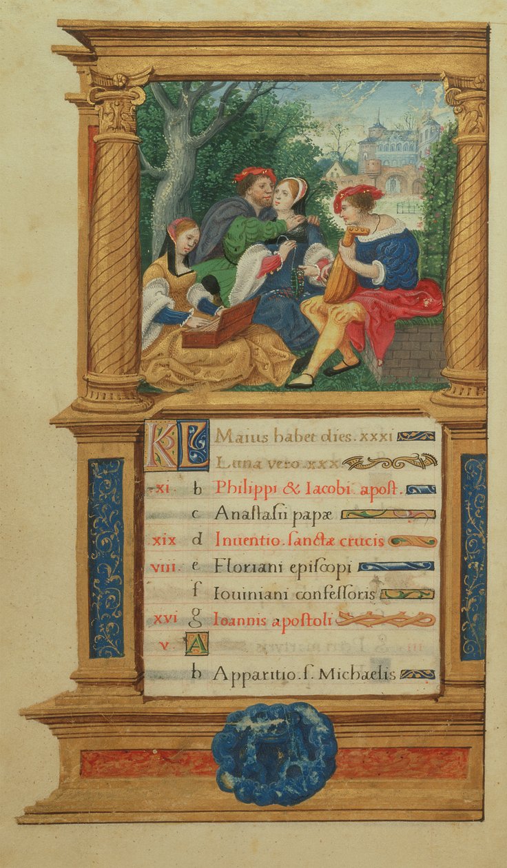 MS W.449 fol.6v May Making Music, c.1525 od Master Jean de Mauleon