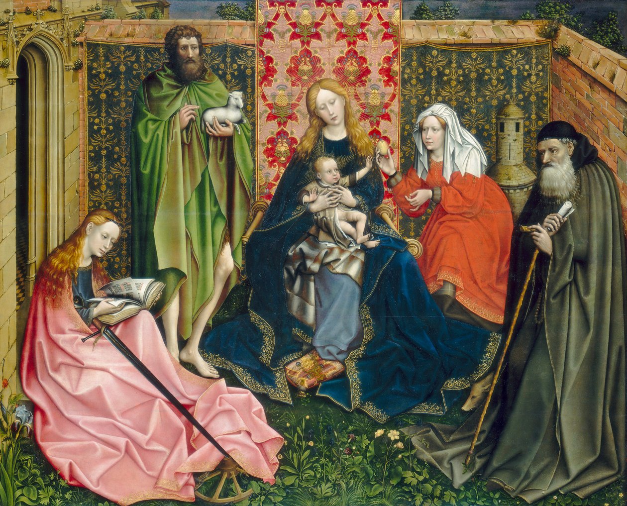 Madona s dítětem se svatými v uzavřené zahradě, c. 1440-60 od Master of Flémalle