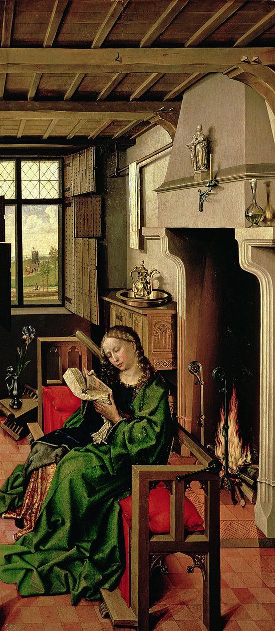 Sv. Barbora z pravého křídla oltáře Werl, 1438 (viz též 68547) od Master of Flémalle