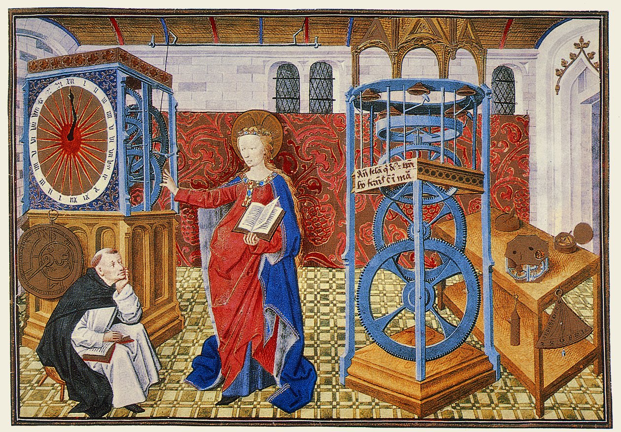 Moudrost (Sapience) učí autora přikázáním střídmosti, z Horologium Sapientiae od Henriho Susa, asi 1455. od Master of Jean Rolin II