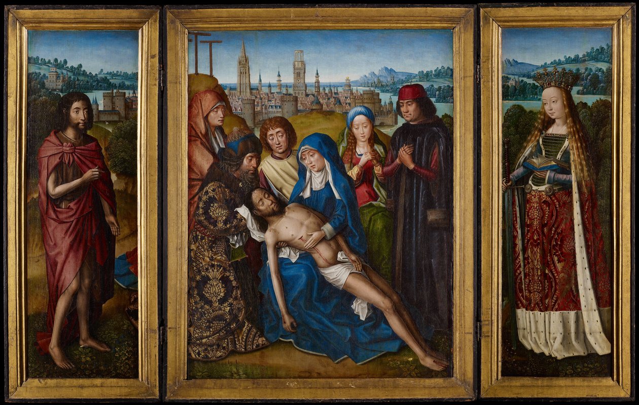 Oplakávání svatého Jana Křtitele a svaté Kateřiny Alexandrijské od Master of Legend of Saint the Lucy