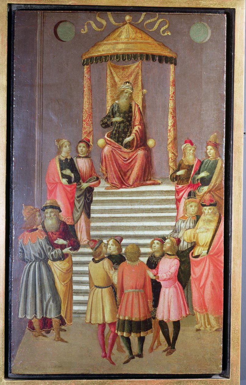 Nabuchodonozor se ptá Daniela a jeho společníků (tempera na panelu) od Master of Marradi