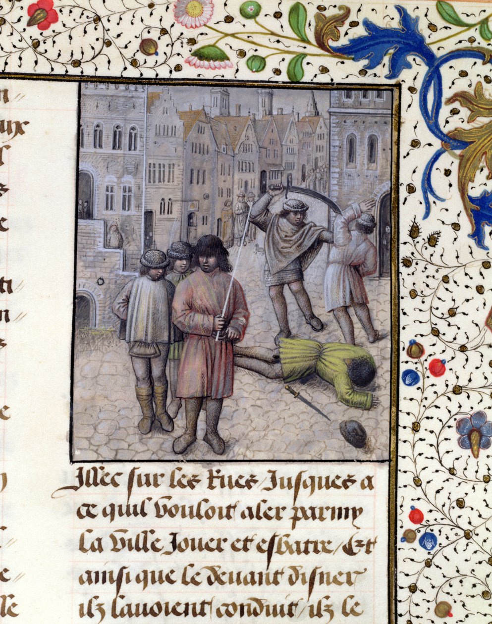 Ms 659 fol.221r Jacob van Artevelde vede v Gentu povstání proti flanderským hrabatům v roce 1340, 1477. od Master of Mary of Burgundy
