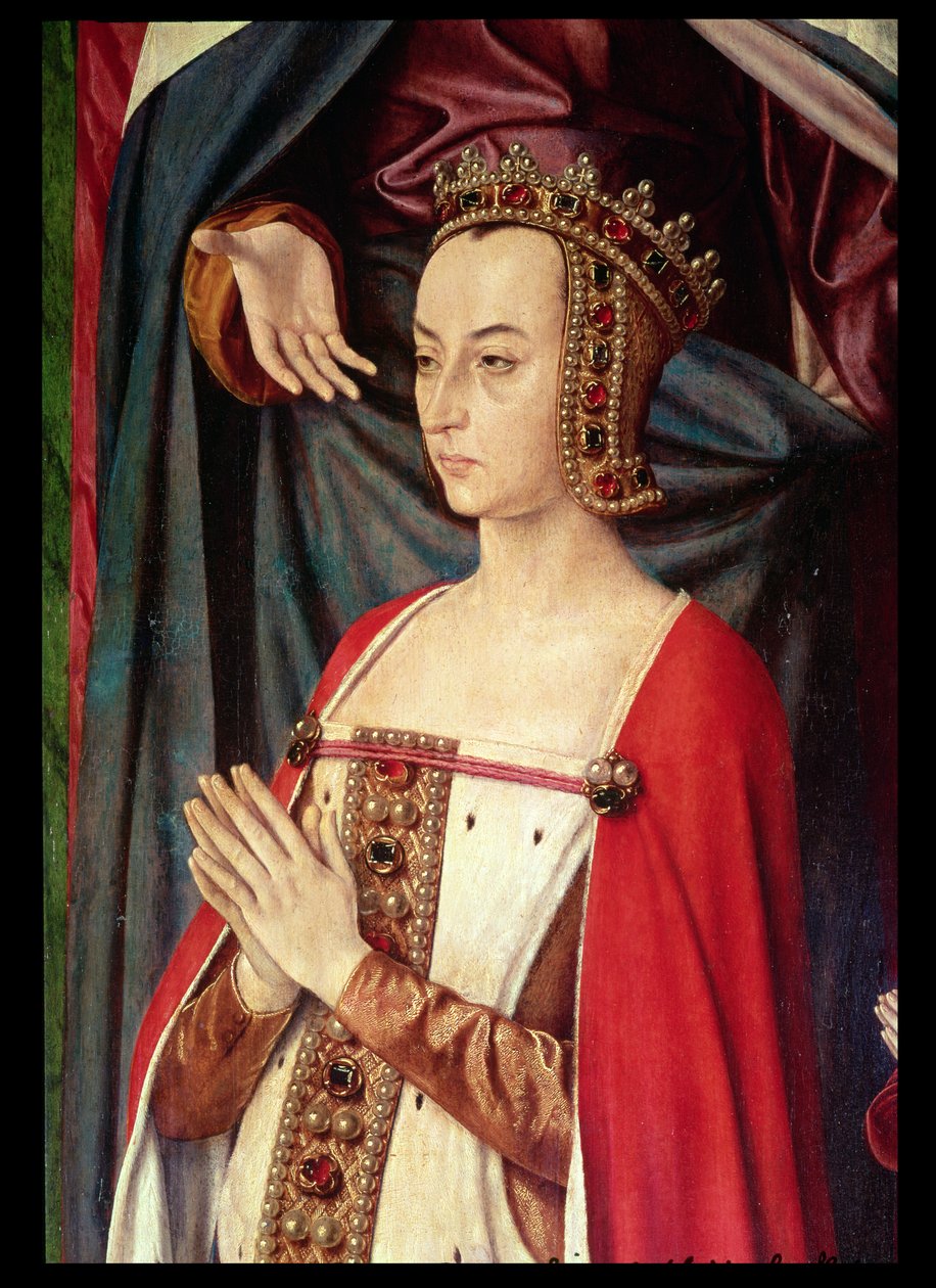 Anny Francouzské, pravé křídlo Bourbonského oltáře (detail) od Master of Moulins