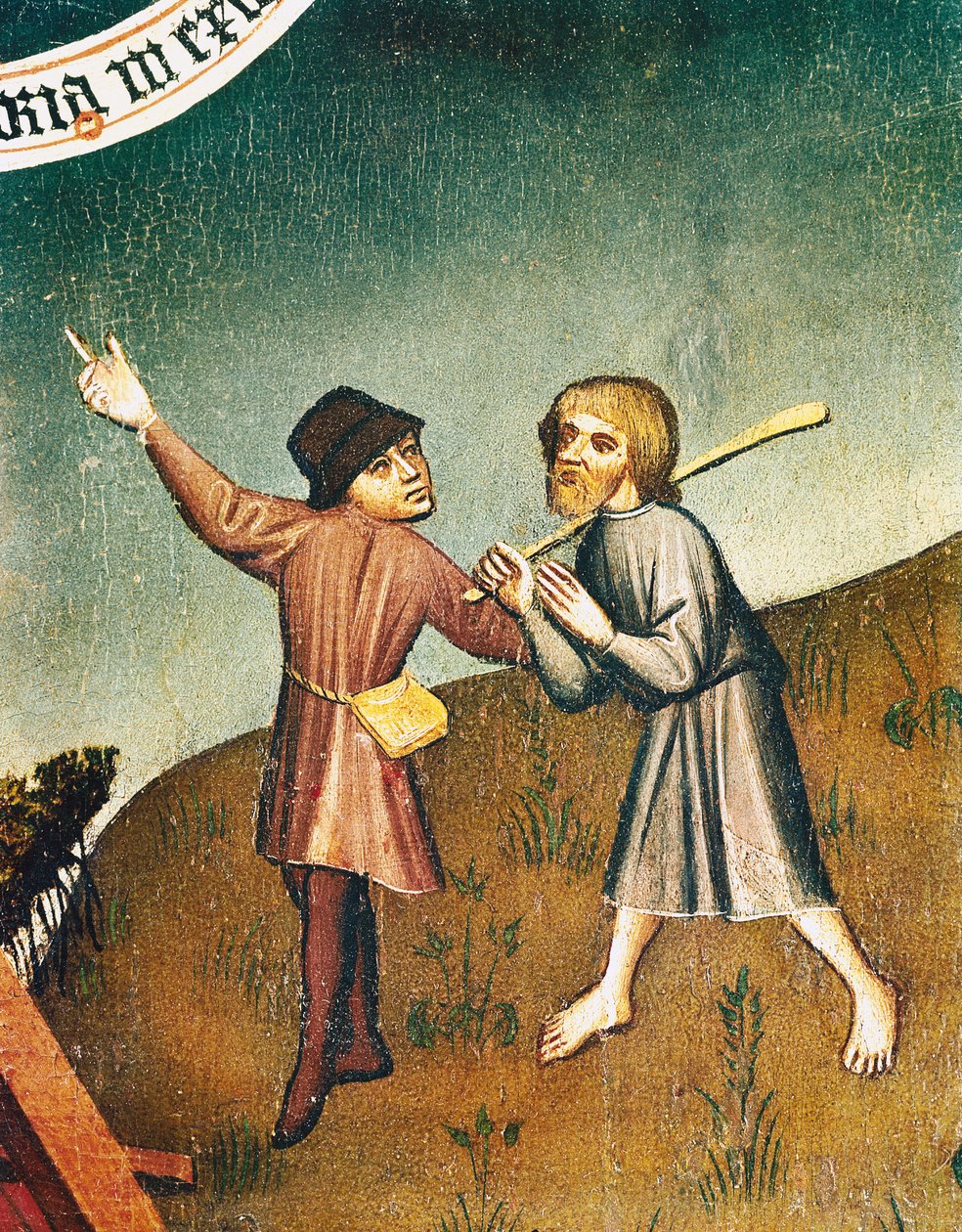 Klanění tří králů, detail Zvěstování pastýřům, kolem roku 1440 od Master of Zlate Moravce